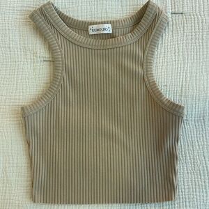 Tan ribbed cropped tank top - rumours
